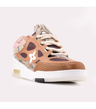 اسنیکر لویی ویتون LV Skate اورجینال - قهوهای با طرح پوست مار