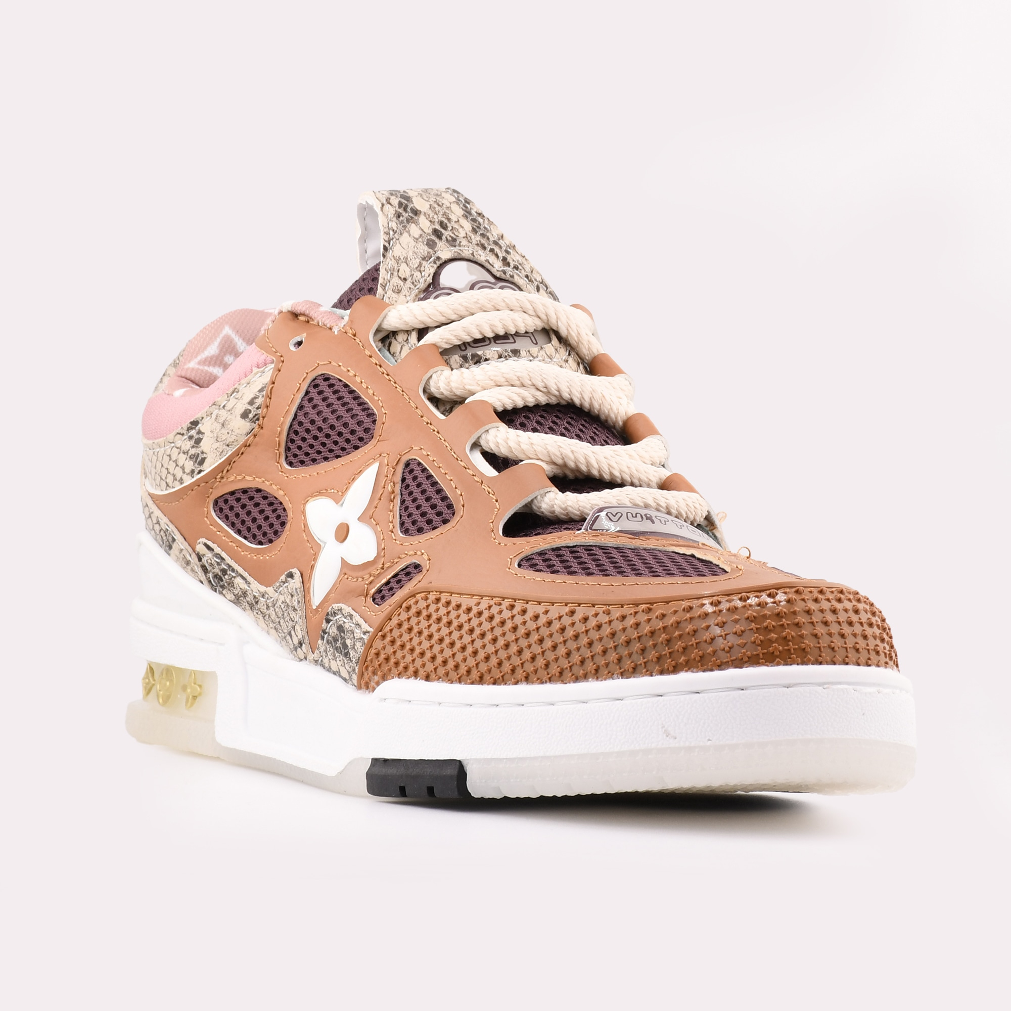 اسنیکر لویی ویتون LV Skate اورجینال - قهوهای با طرح پوست مار