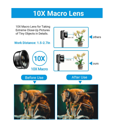 کیت لنز ماکرو اپکسل 100 میلی‌متری به همراه CPL برند Apexel