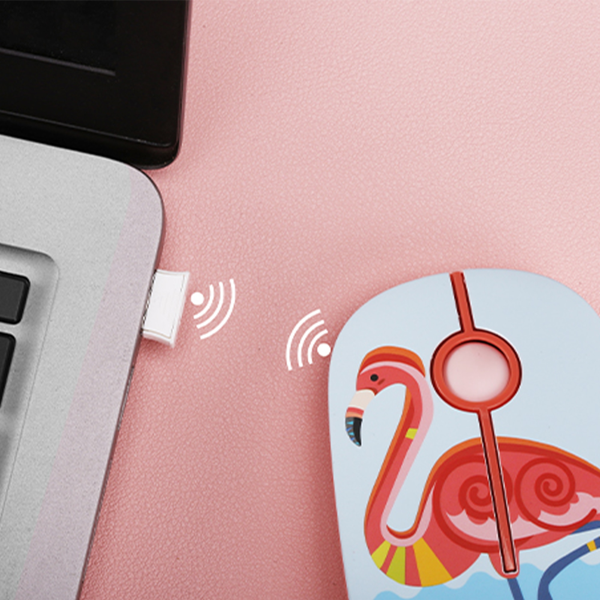 ماوس بی سیم اف دی مدل i330h برند FD طرح فلامینگو