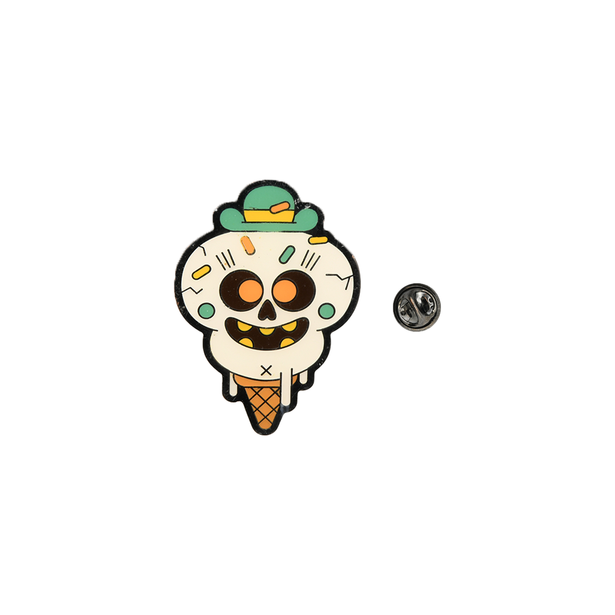 پین/پیکسل فلزی Loungefly اسکلت بستنی قیفی (Skull Ice Cream) سفید